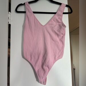Pink ribbed forever 21 bodysuit.